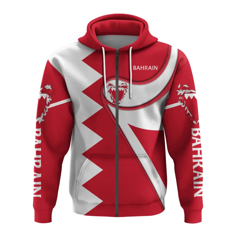Bahrain Zip Hoodie Flag Coloury Fashion RLT8 - Shopicos