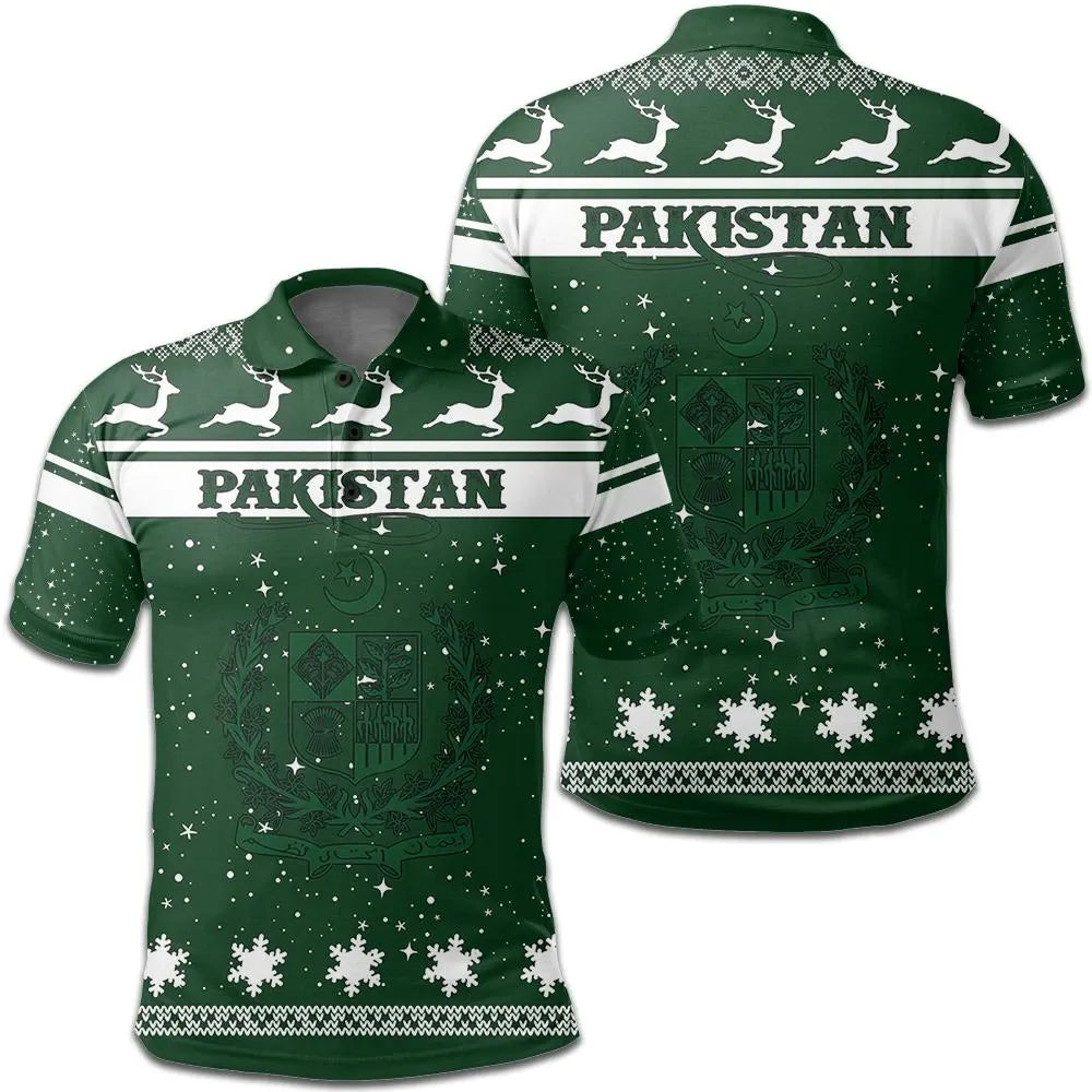 Christmas Pakistan Polo Shirt Coat Of Arms RLT13 - Shopicos