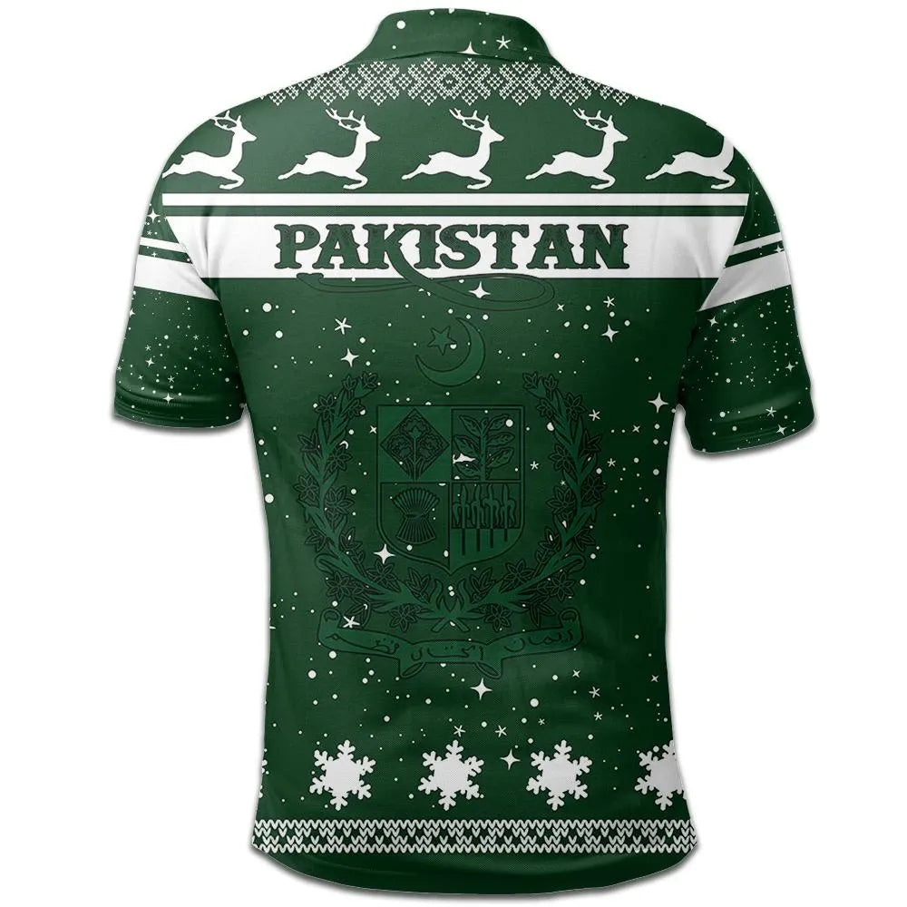 Christmas Pakistan Polo Shirt Coat Of Arms RLT13 - Shopicos