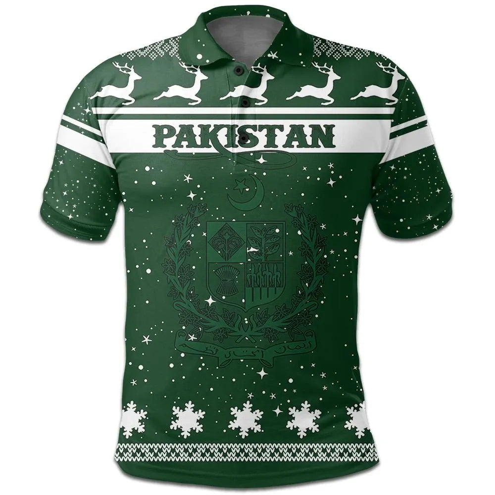 Christmas Pakistan Polo Shirt Coat Of Arms RLT13 - Shopicos