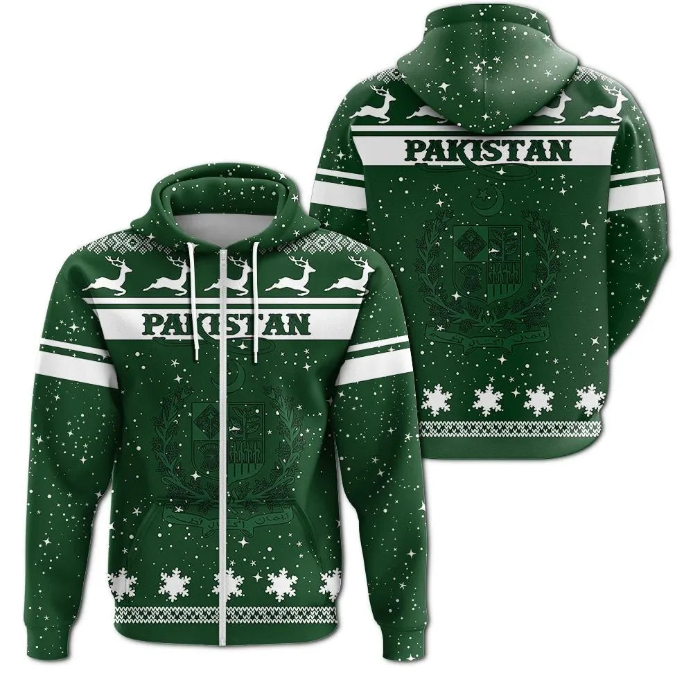 Christmas Pakistan Coat Of Arms Zip Hoodie RLT13 - Shopicos