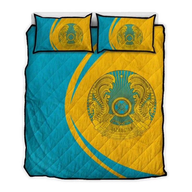 Kazakhstan Flag Coat Of Arms Quilt Bed Set Circle RLT8 - Shopicos