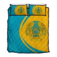 Kazakhstan Flag Coat Of Arms Quilt Bed Set Circle RLT8 - Shopicos