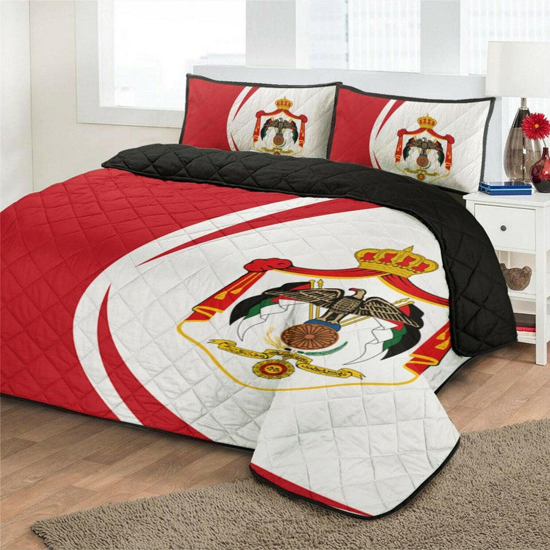 Jordan Flag Coat Of Arms Quilt Bed Set Circle RLT8 - Shopicos