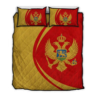 Montenegro Flag Coat Of Arms Quilt Bed Set Circle RLT13 - Shopicos
