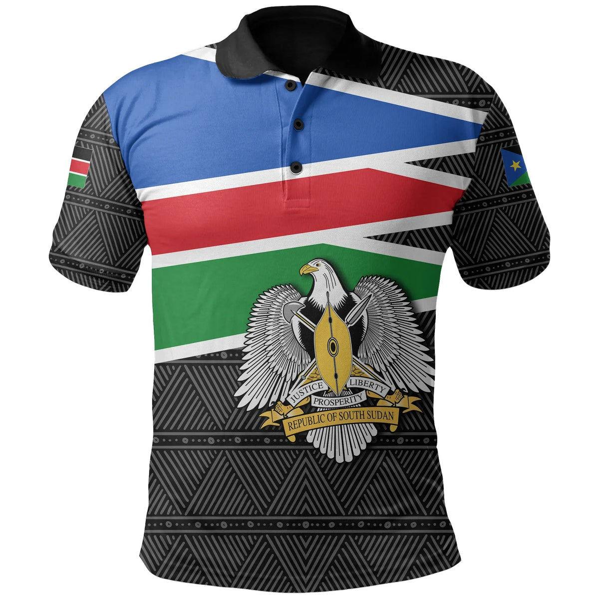 South Sudan Polo Shirt Flag Coat Of Arms RLT8 - Shopicos