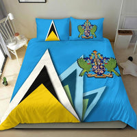 Saint Lucia Bedding Set Flag With Coat Of Arms RLT6 - Shopicos