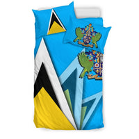 Saint Lucia Bedding Set Flag With Coat Of Arms RLT6 - Shopicos