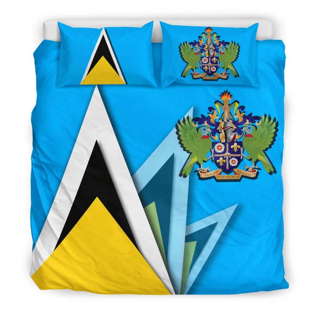 Saint Lucia Bedding Set Flag With Coat Of Arms RLT6 - Shopicos