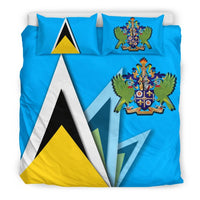 Saint Lucia Bedding Set Flag With Coat Of Arms RLT6 - Shopicos