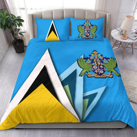 Saint Lucia Bedding Set Flag With Coat Of Arms RLT6 - Shopicos