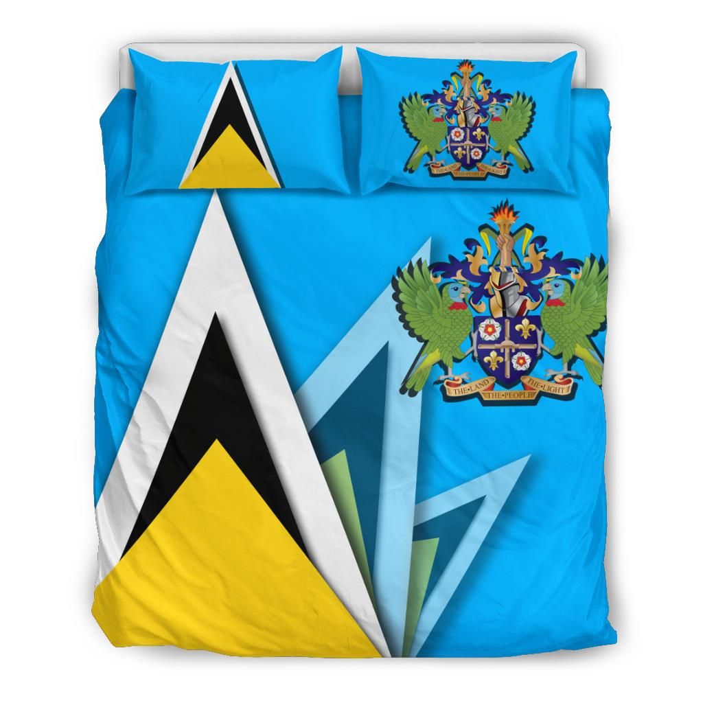 Saint Lucia Bedding Set Flag With Coat Of Arms RLT6 - Shopicos