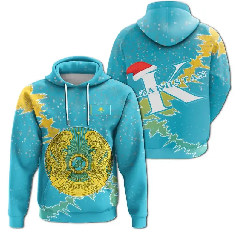 Kazakhstan Christmas Hoodie Coat Of Arms X Style RLT8 - Shopicos