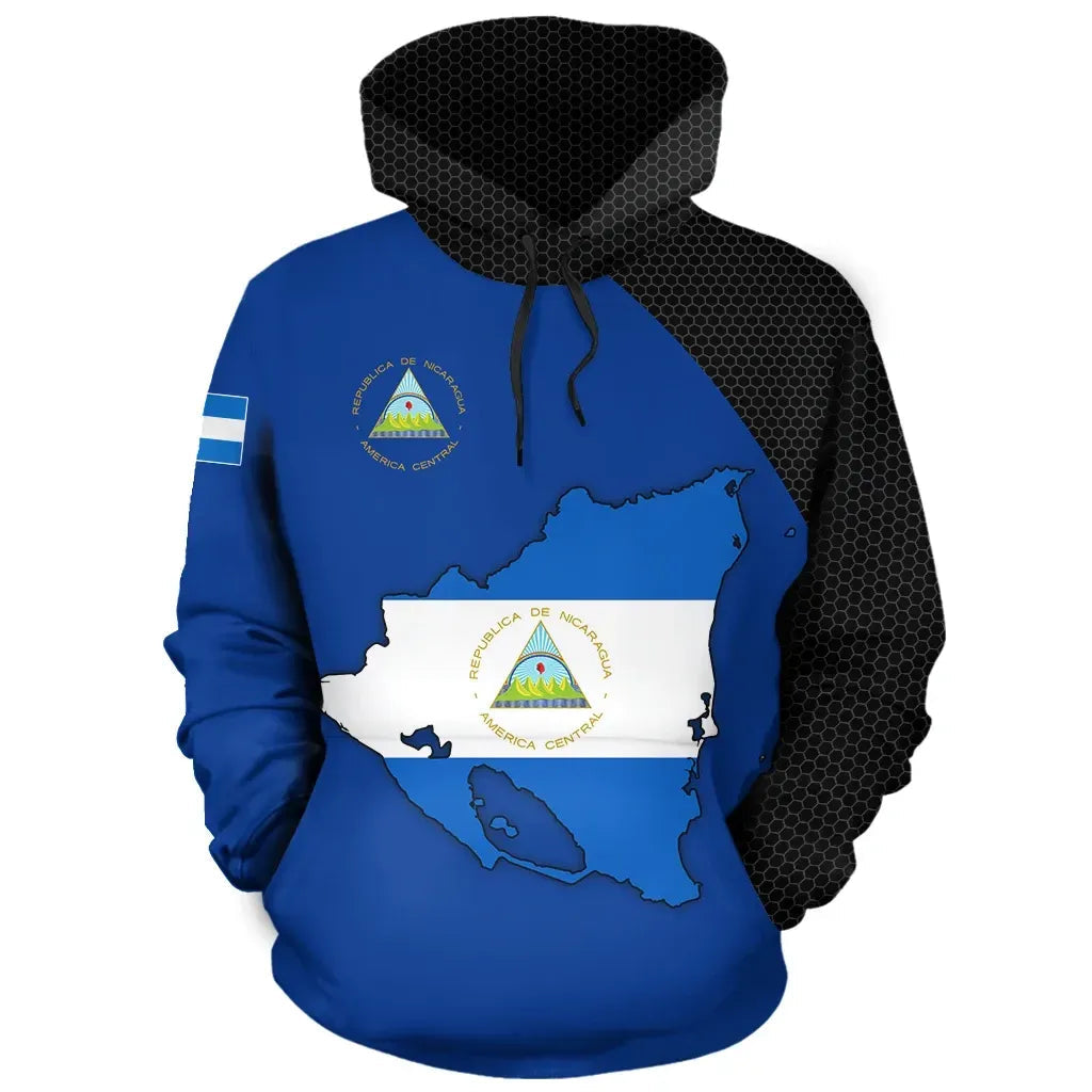 Nicaragua Map Hoodie RLT8 - Shopicos
