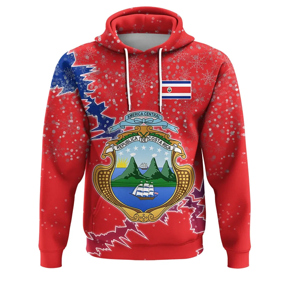 Costa Rica Christmas Hoodie Coat Of Arms X Style RLT13 - Shopicos