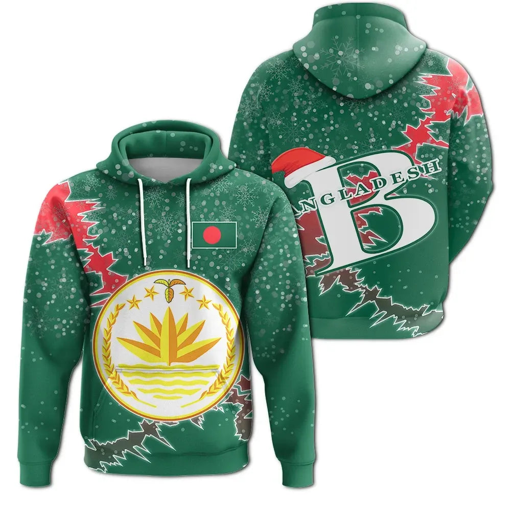 Bangladesh Christmas Hoodie Coat Of Arms X Style RLT6 - Shopicos