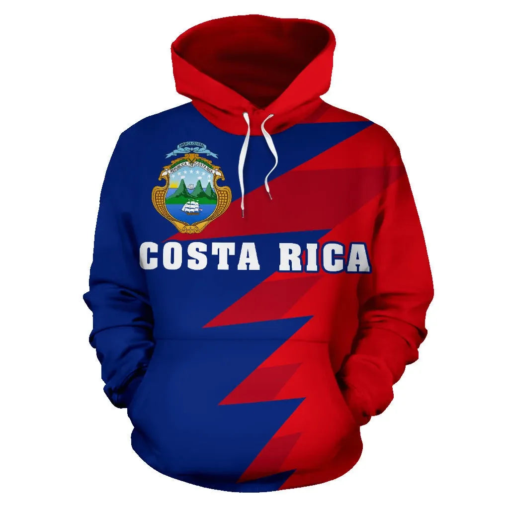 Costa Rica Flag Hoodie Tooth Style RLT13 - Shopicos