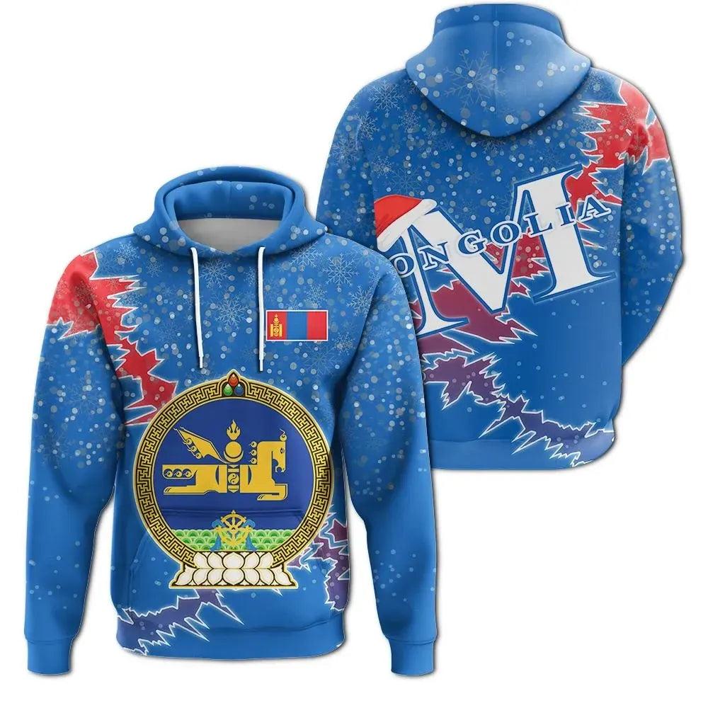 Mongolia Christmas Hoodie Coat Of Arms X Style RLT13 - Shopicos
