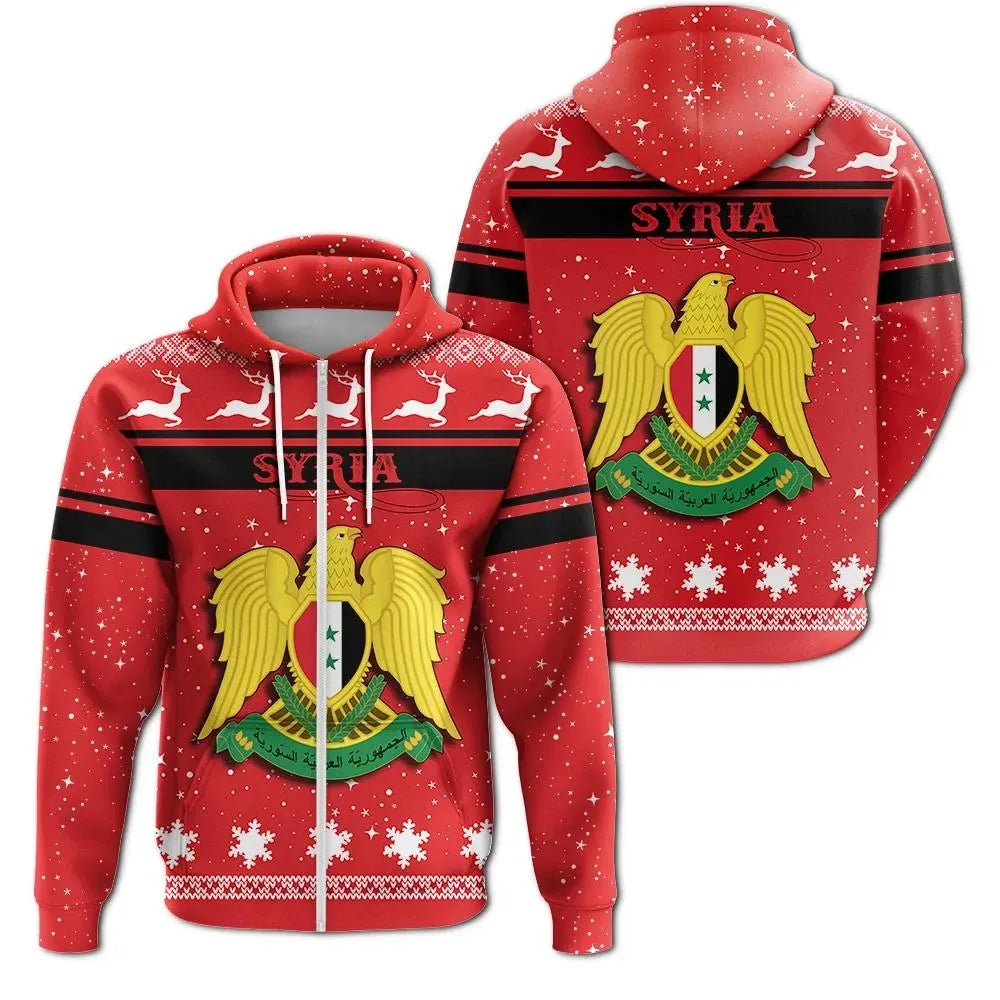Christmas Syria Coat Of Arms Zip Hoodie RLT6 - Shopicos