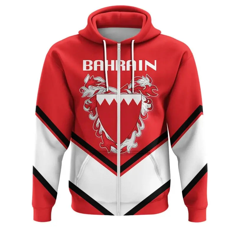 Bahrain Coat Of Arms Zip Hoodie Lucian Style RLT8 - Shopicos