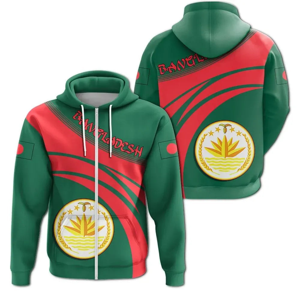 Bangladesh Coat Of Arms Zip Hoodie Cricket Style RLT6 - Shopicos