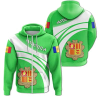 Andorra Coat Of Arms Zip Hoodie Cricket Style RLT8 - Shopicos