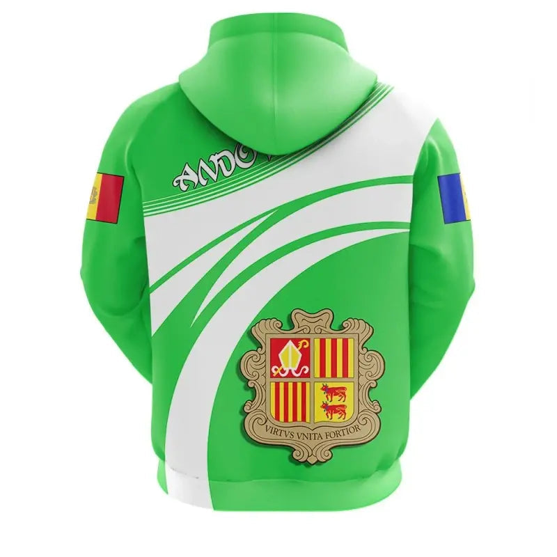 Andorra Coat Of Arms Zip Hoodie Cricket Style RLT8 - Shopicos