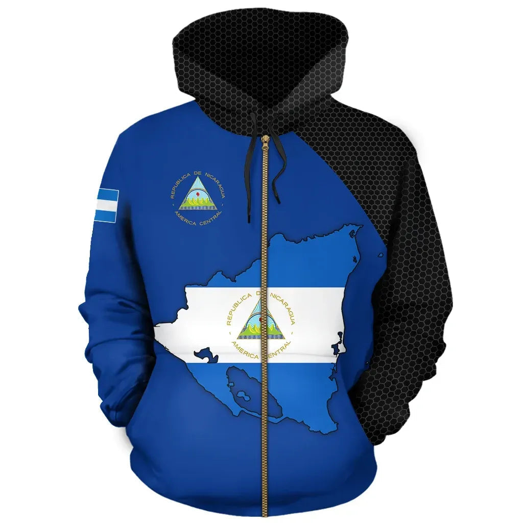 Nicaragua Map Zip Hoodie RLT8 - Shopicos