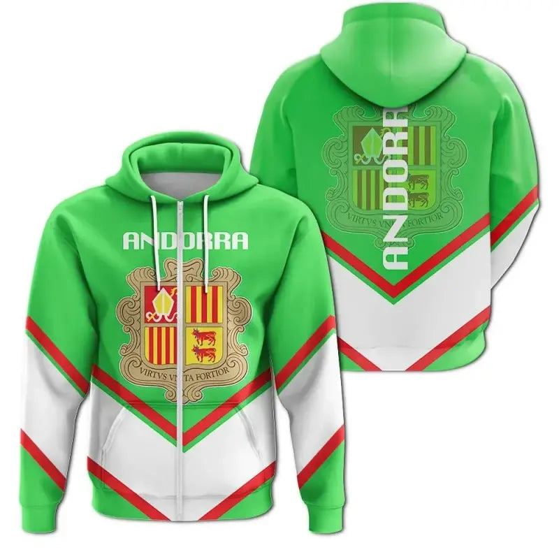Andorra Coat Of Arms Zip Hoodie Lucian Style RLT8 - Shopicos