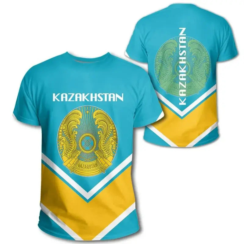 Kazakhstan Coat Of Arms T Shirt Lucian Style RLT8 - Shopicos