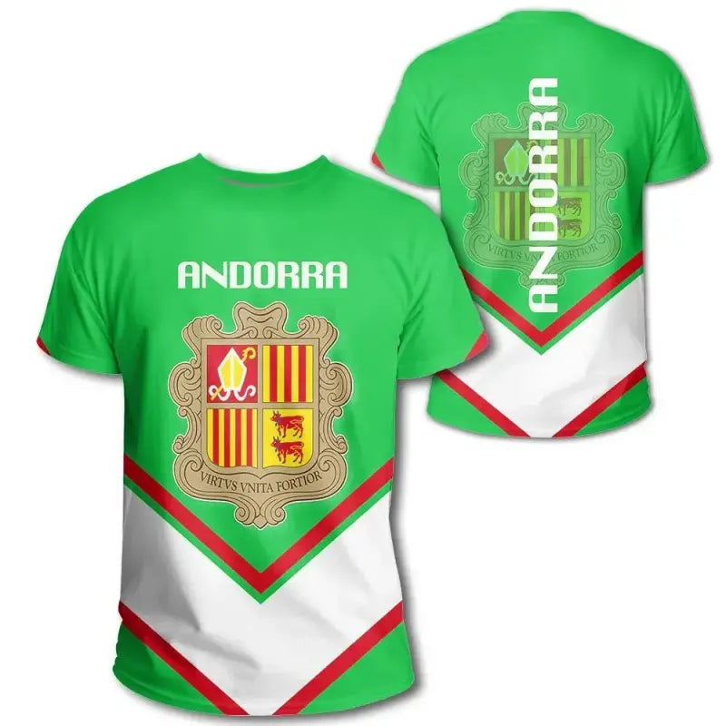 Andorra Coat Of Arms T Shirt Lucian Style RLT8 - Shopicos