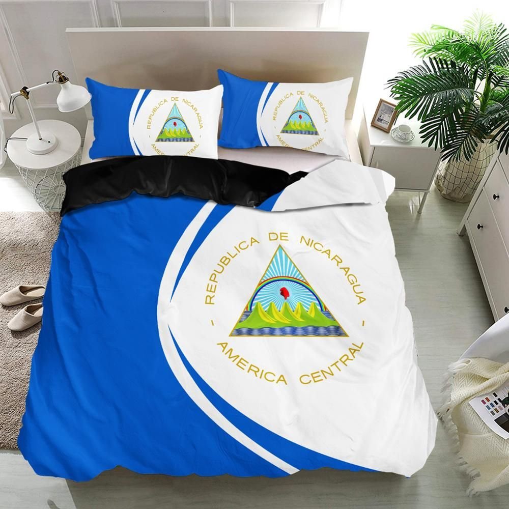 Nicaragua Flag Coat Of Arms Bedding Set Circle RLT8 - Shopicos