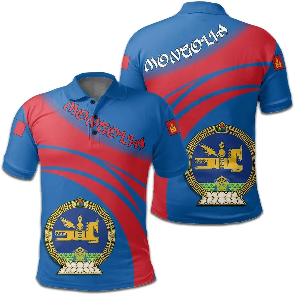 Mongolia Polo Shirt Coat Of Arms Cricket Style RLT13 - Shopicos