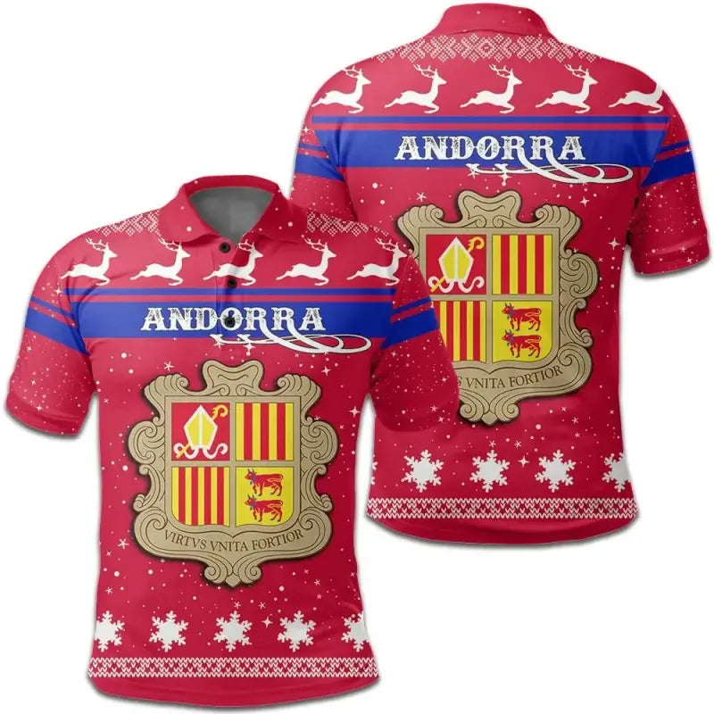 Christmas Andorra Polo Shirt Coat Of Arms RLT8 - Shopicos