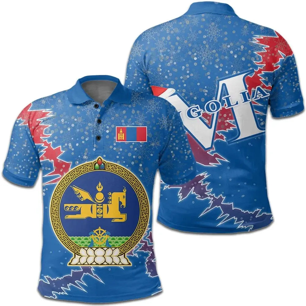 Mongolia Polo Shirt Christmas Coat Of Arms X Style RLT13 - Shopicos