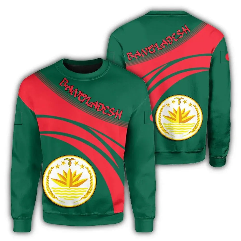 Bangladesh Coat Of Arms Sweatshirt Cricket Style RLT6 - Shopicos