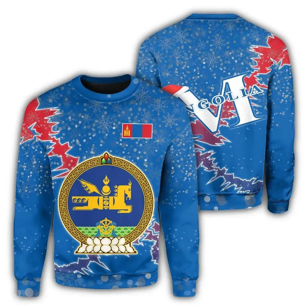 Mongolia Christmas Coat Of Arms Sweatshirt X Style RLT13 - Shopicos