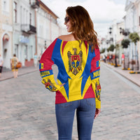 Moldova Off Shoulder Sweater Action Flag A15 RLT13 - Shopicos