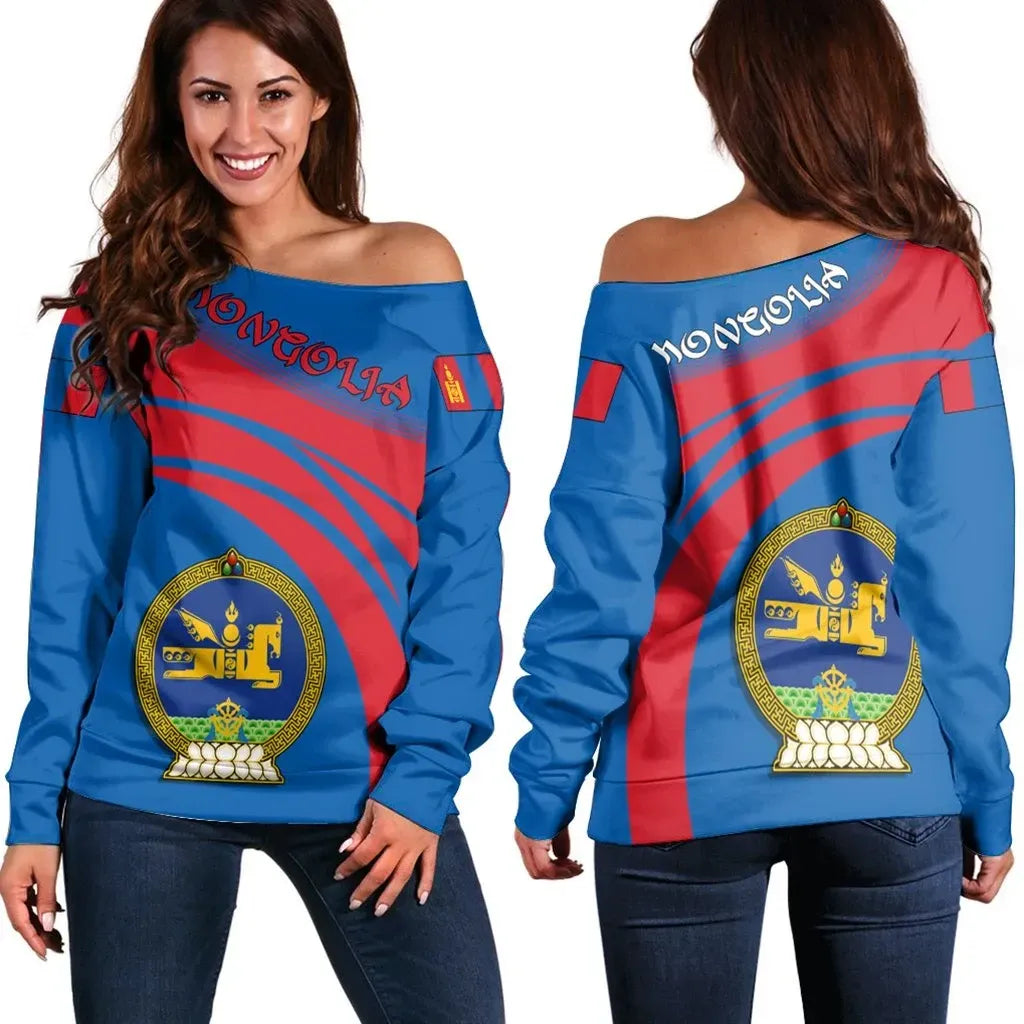 Mongolia Coat Of Arms Shoulder Sweater Cricket RLT13 - Shopicos
