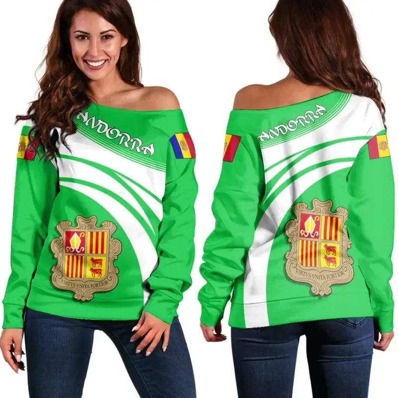 Andorra Coat Of Arms Shoulder Sweater Cricket RLT8 - Shopicos
