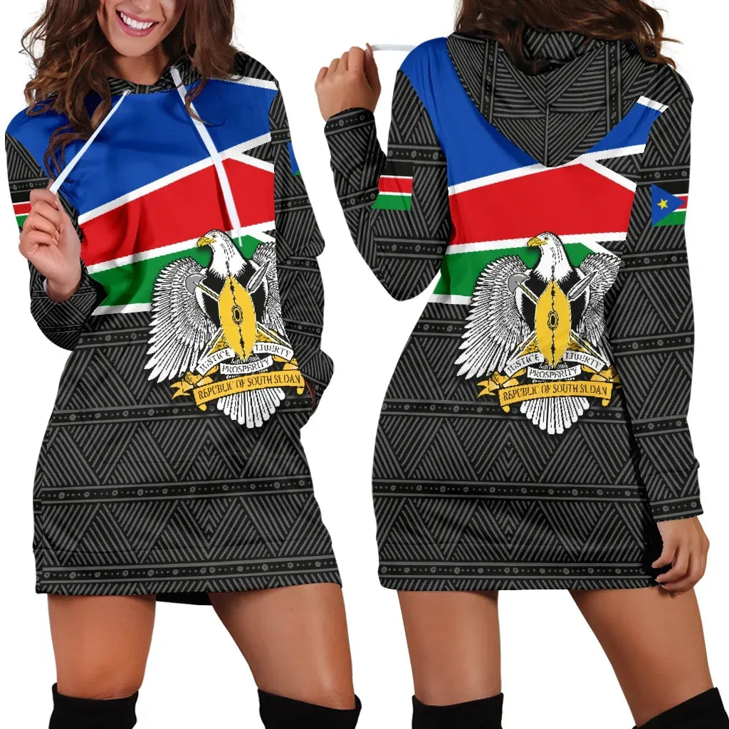 South Sudan Womens Hoodie Dress Flag Coat Of Arms RLT8 - Shopicos