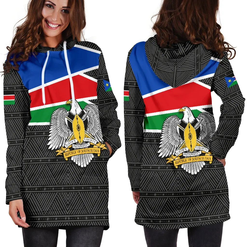 South Sudan Womens Hoodie Dress Flag Coat Of Arms RLT8 - Shopicos