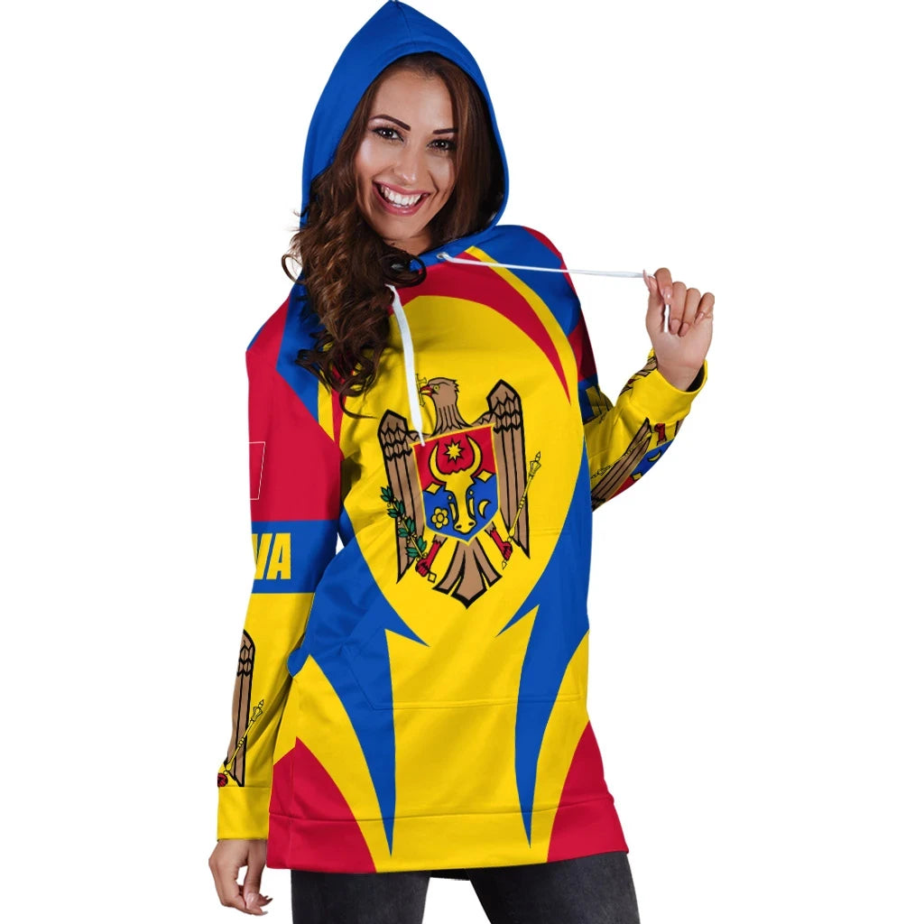 Moldova Hoodie Dress Action Flag A15 RLT13 - Shopicos