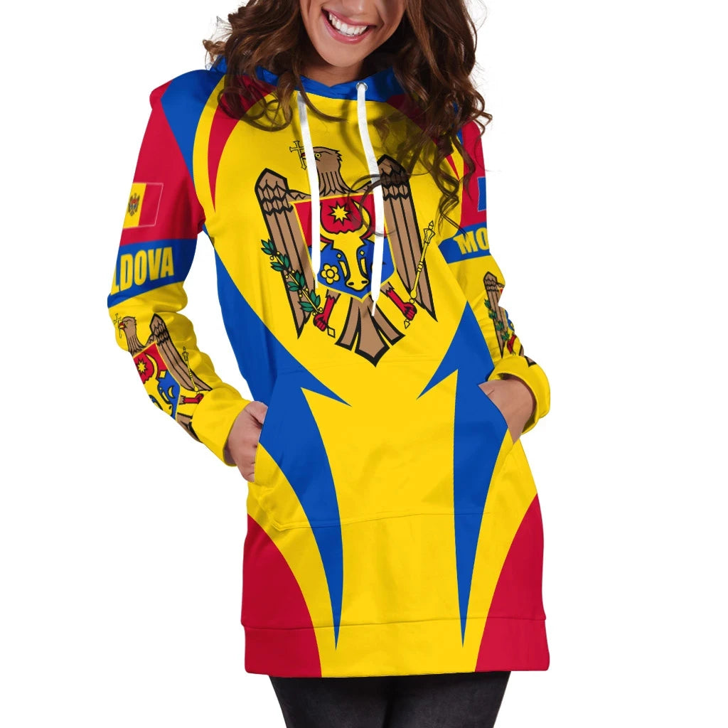 Moldova Hoodie Dress Action Flag A15 RLT13 - Shopicos