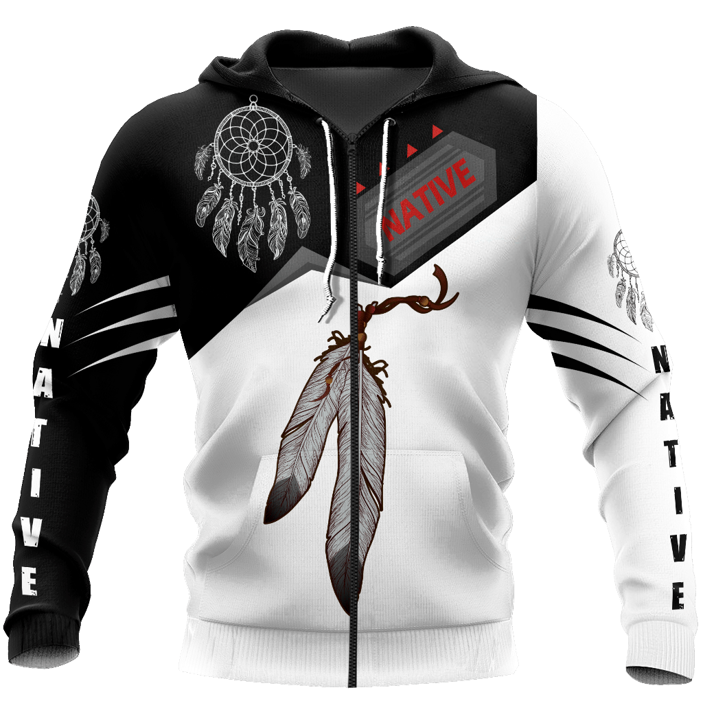 Premium Native American Feather All Over Printed Hoodie - Shopicos