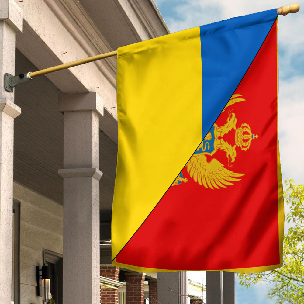 Shopicos Flag - Montenegro Flag With Ukraine Flag RLT13 - Shopicos