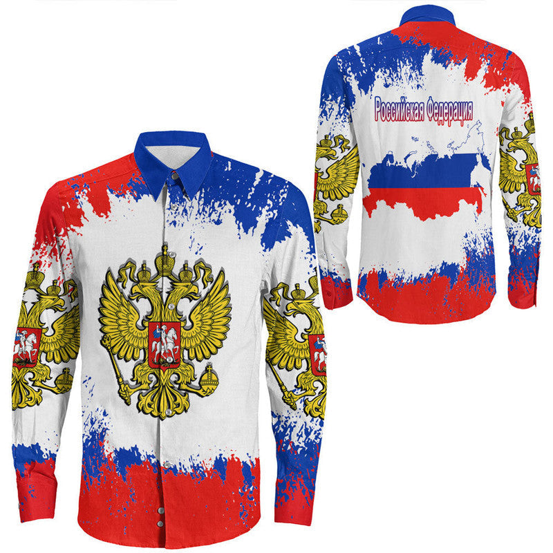 Russia Paint Style Long Sleeve Button Shirt RLT12 - Shopicos