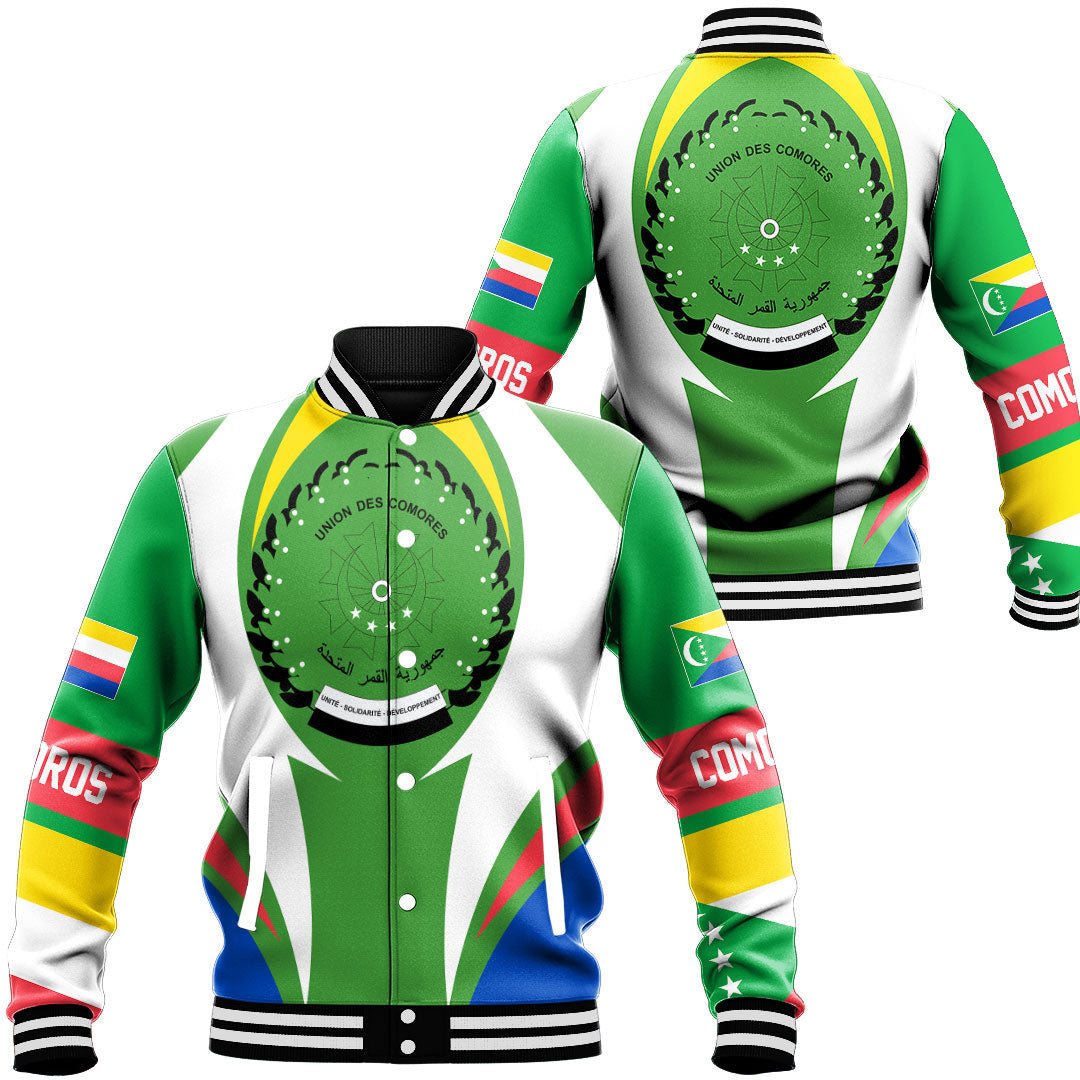 Shopicos Clothing - Comoros Action Flag Baseball Jacket RLT7 - Shopicos