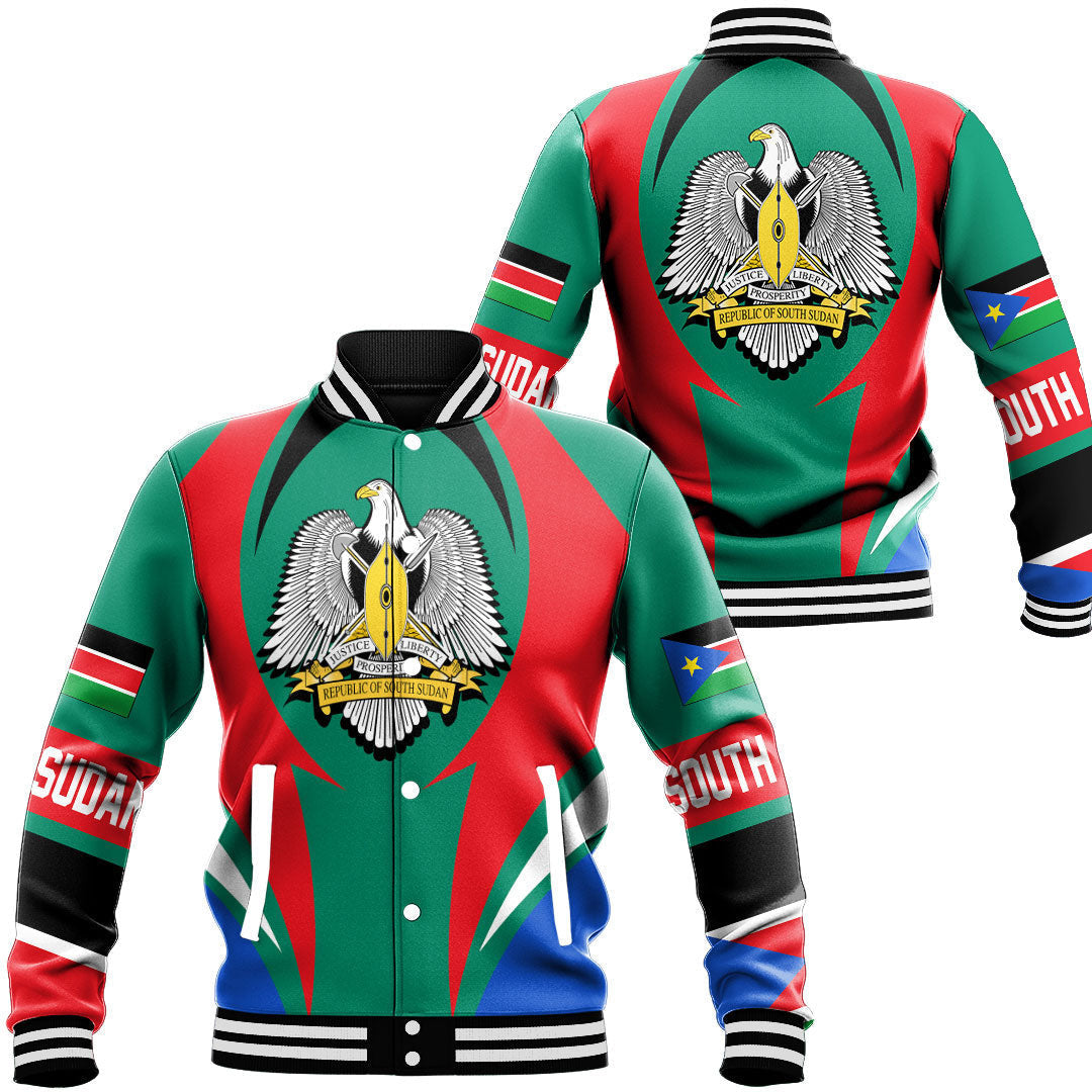 Shopicos Clothing - South Sudan Action Flag Baseball Jacket RLT7 - Shopicos