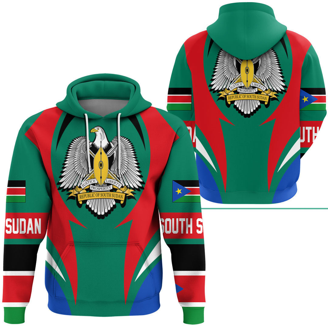South Sudan Hoodie Action Flag RLT7 - Shopicos